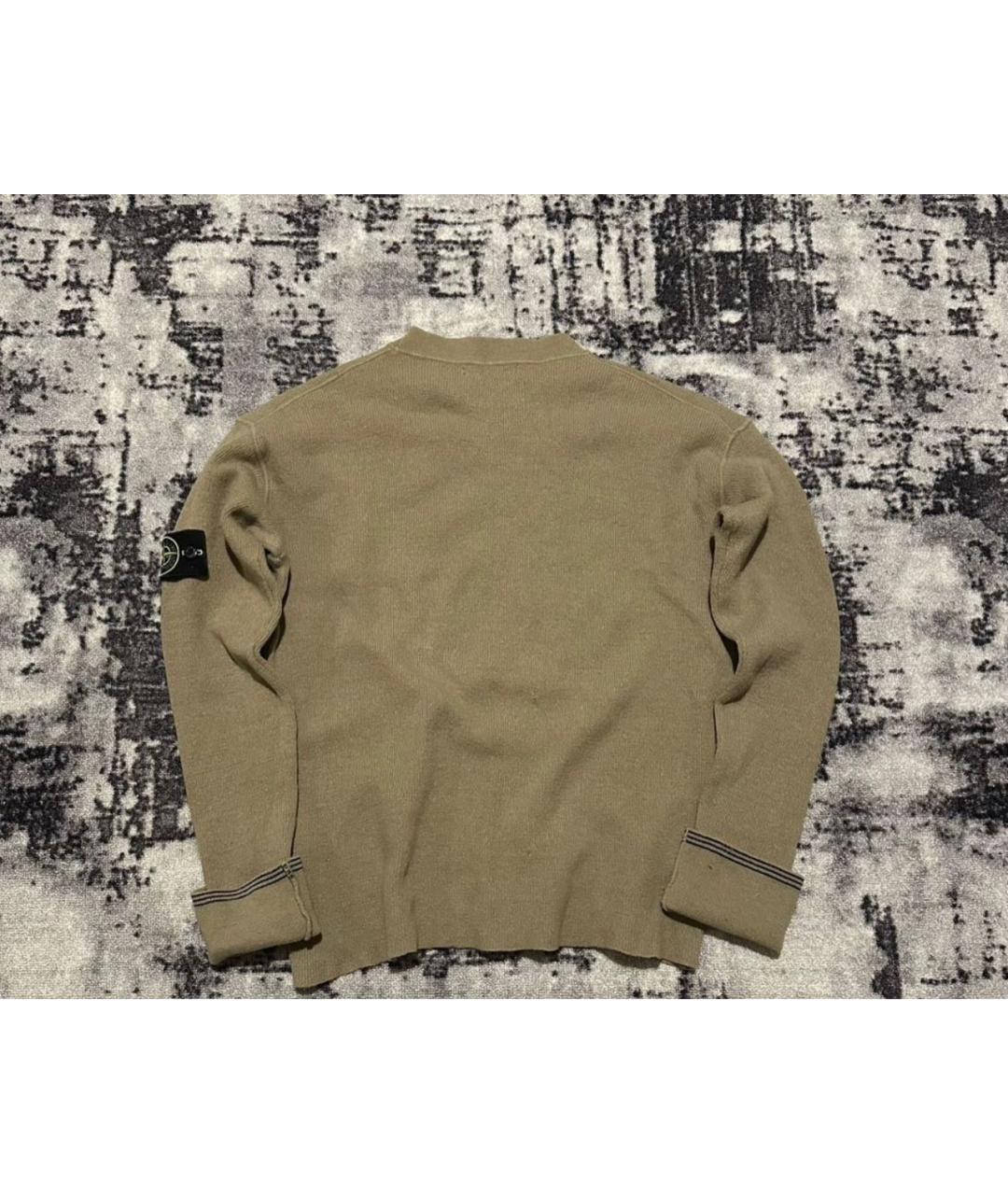 STONE ISLAND Горчичный шерстяной джемпер / свитер, фото 2