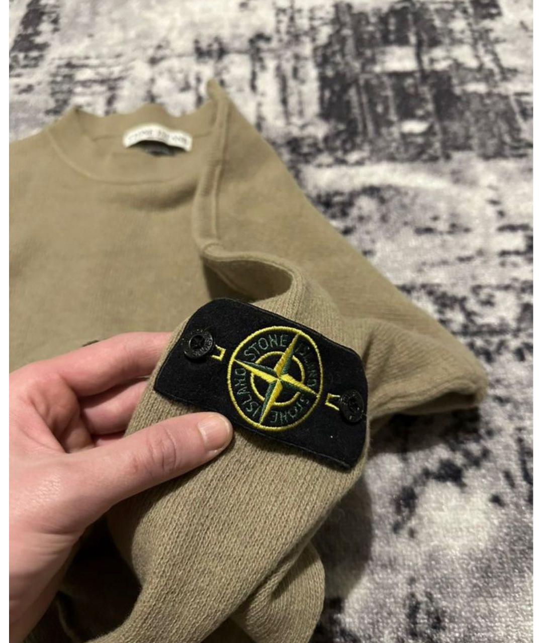 STONE ISLAND Горчичный шерстяной джемпер / свитер, фото 3