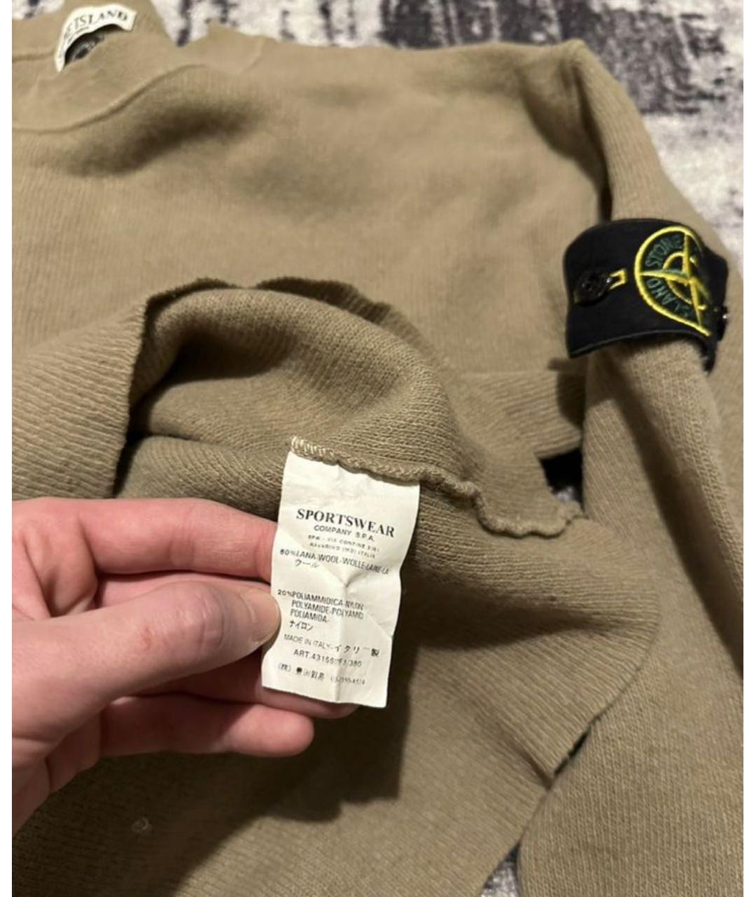 STONE ISLAND Горчичный шерстяной джемпер / свитер, фото 7