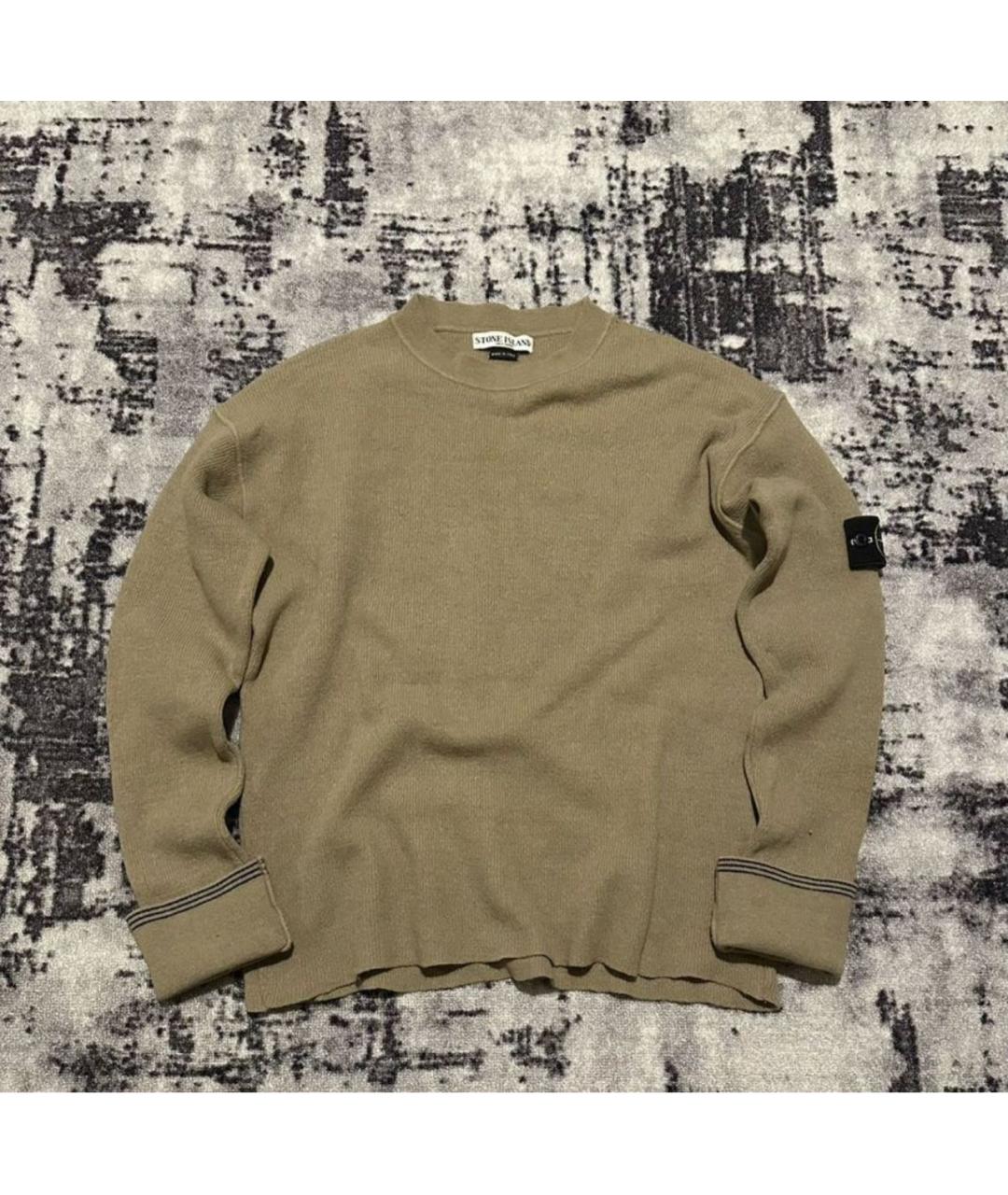 STONE ISLAND Горчичный шерстяной джемпер / свитер, фото 8