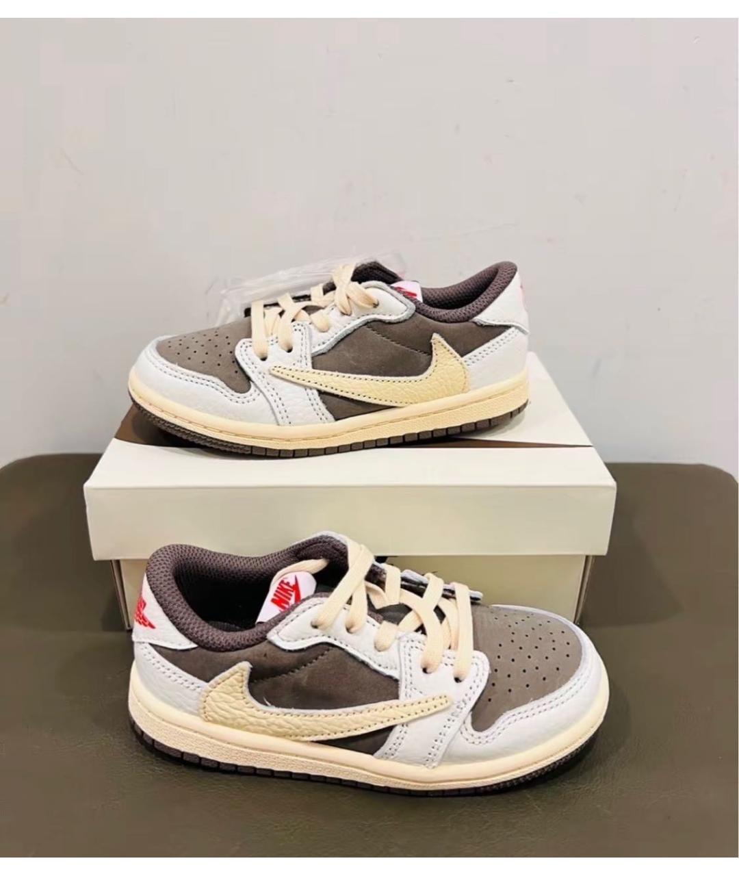 JORDAN Бежевые кожаные кеды, фото 2