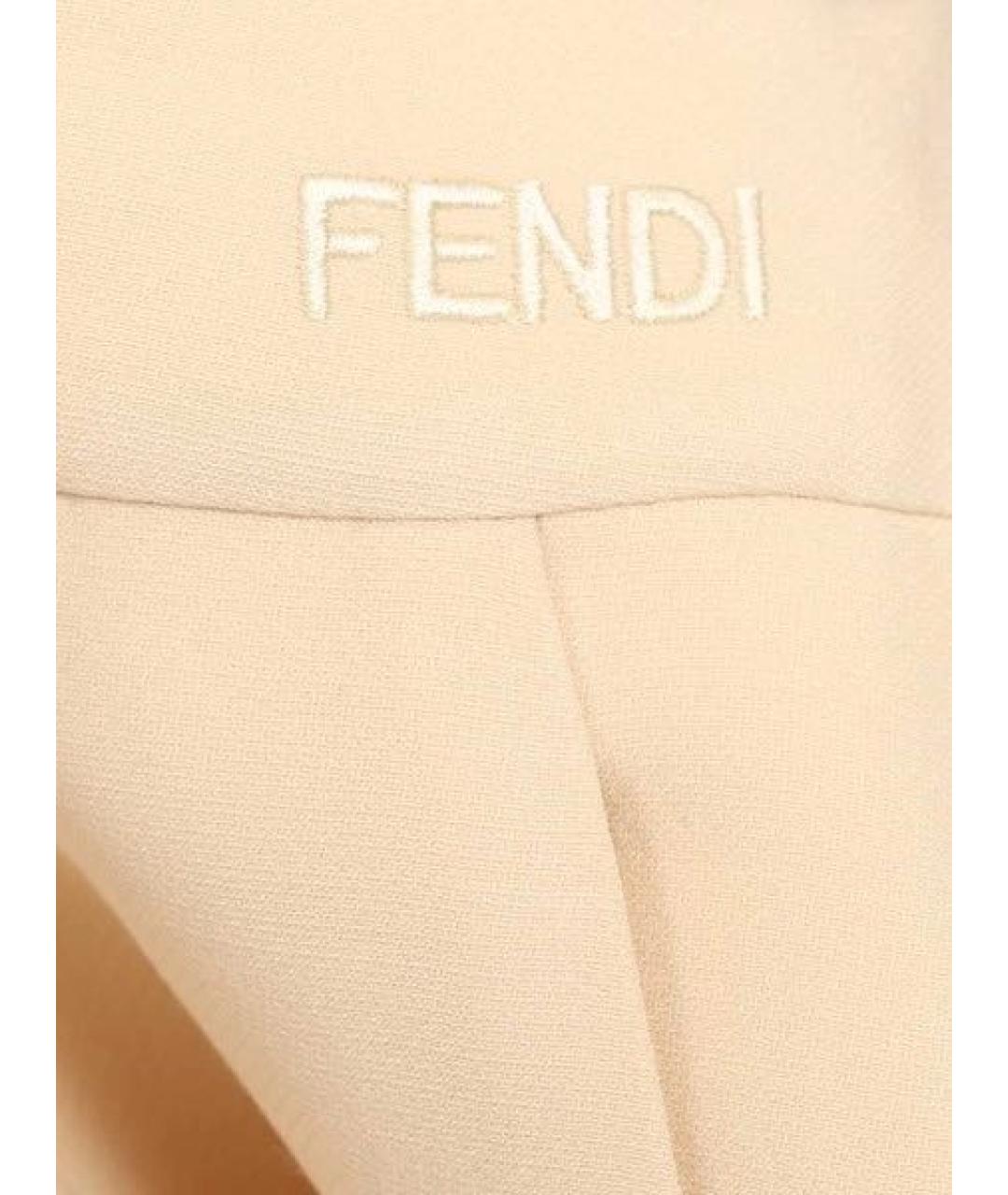 FENDI Бежевые шерстяные прямые брюки, фото 4