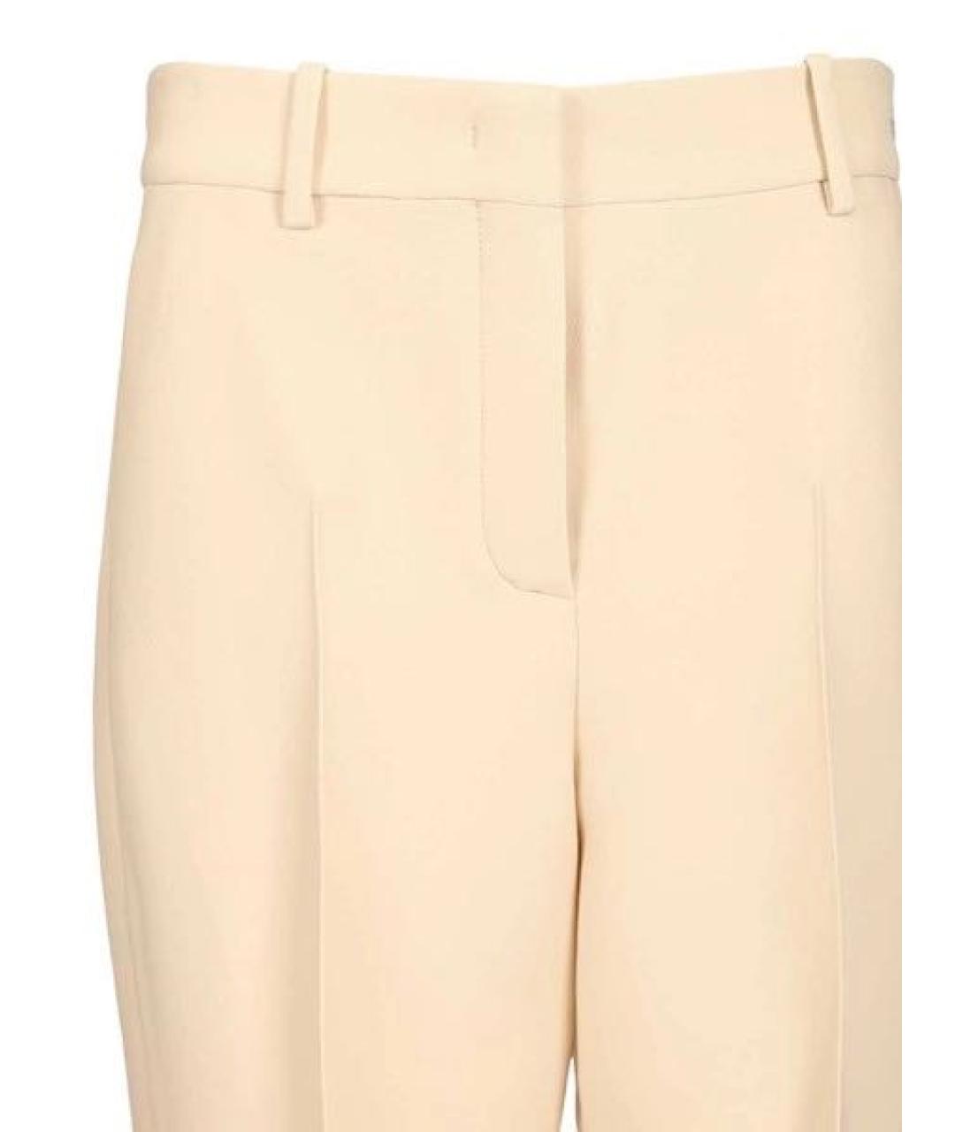 FENDI Бежевые шерстяные прямые брюки, фото 3