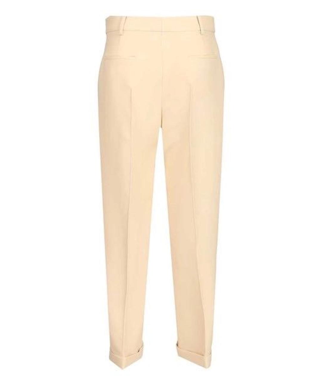 FENDI Бежевые шерстяные прямые брюки, фото 2