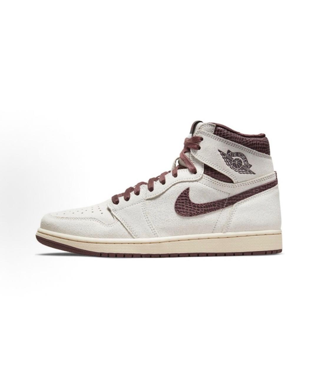 JORDAN Бежевые замшевые высокие кроссовки / кеды, фото 3