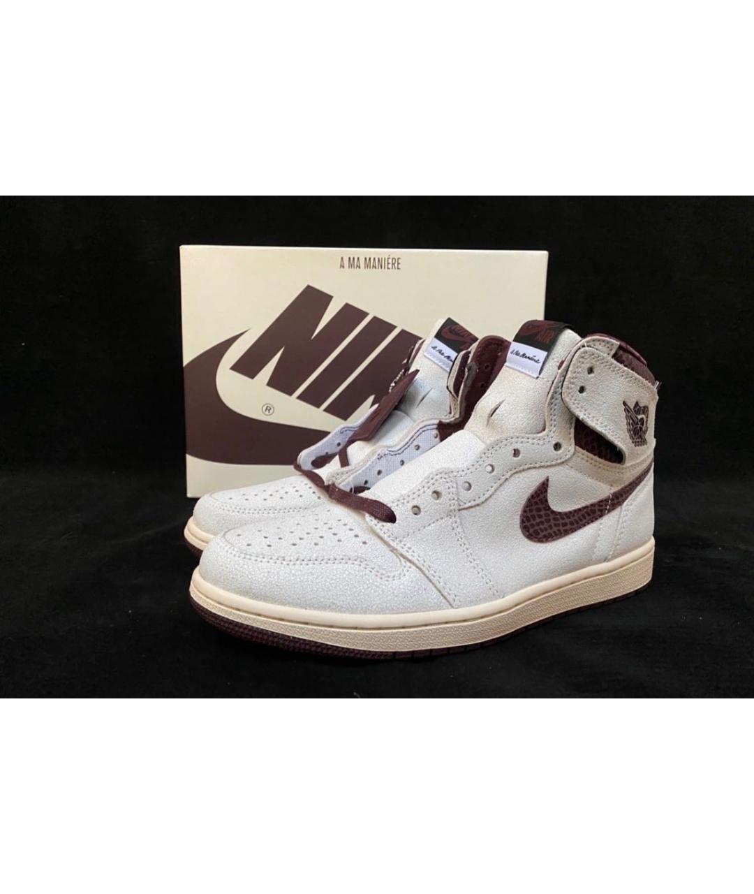 JORDAN Бежевые замшевые высокие кроссовки / кеды, фото 2