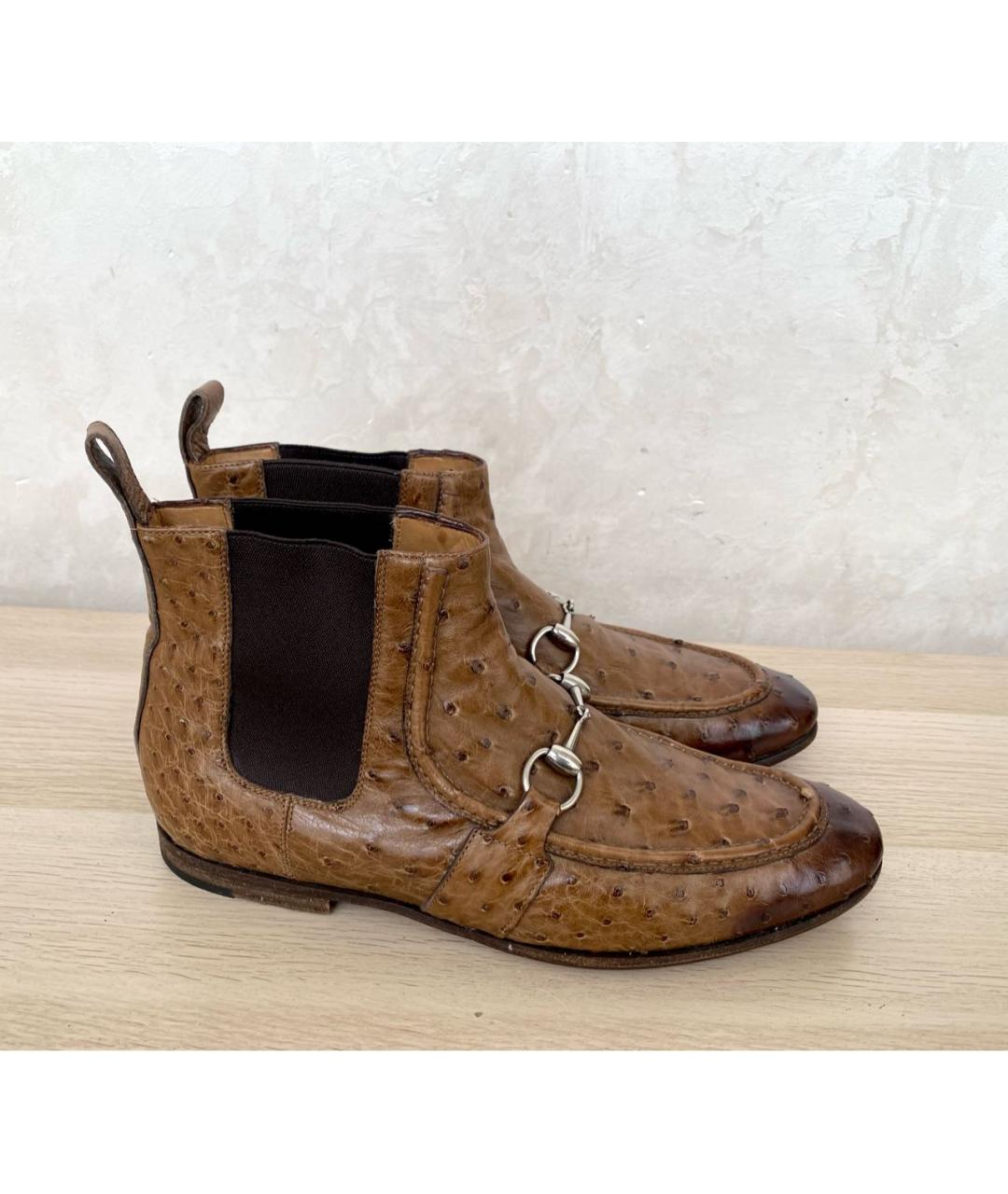 GUCCI Коричневые высокие ботинки из экзотической кожи, фото 8