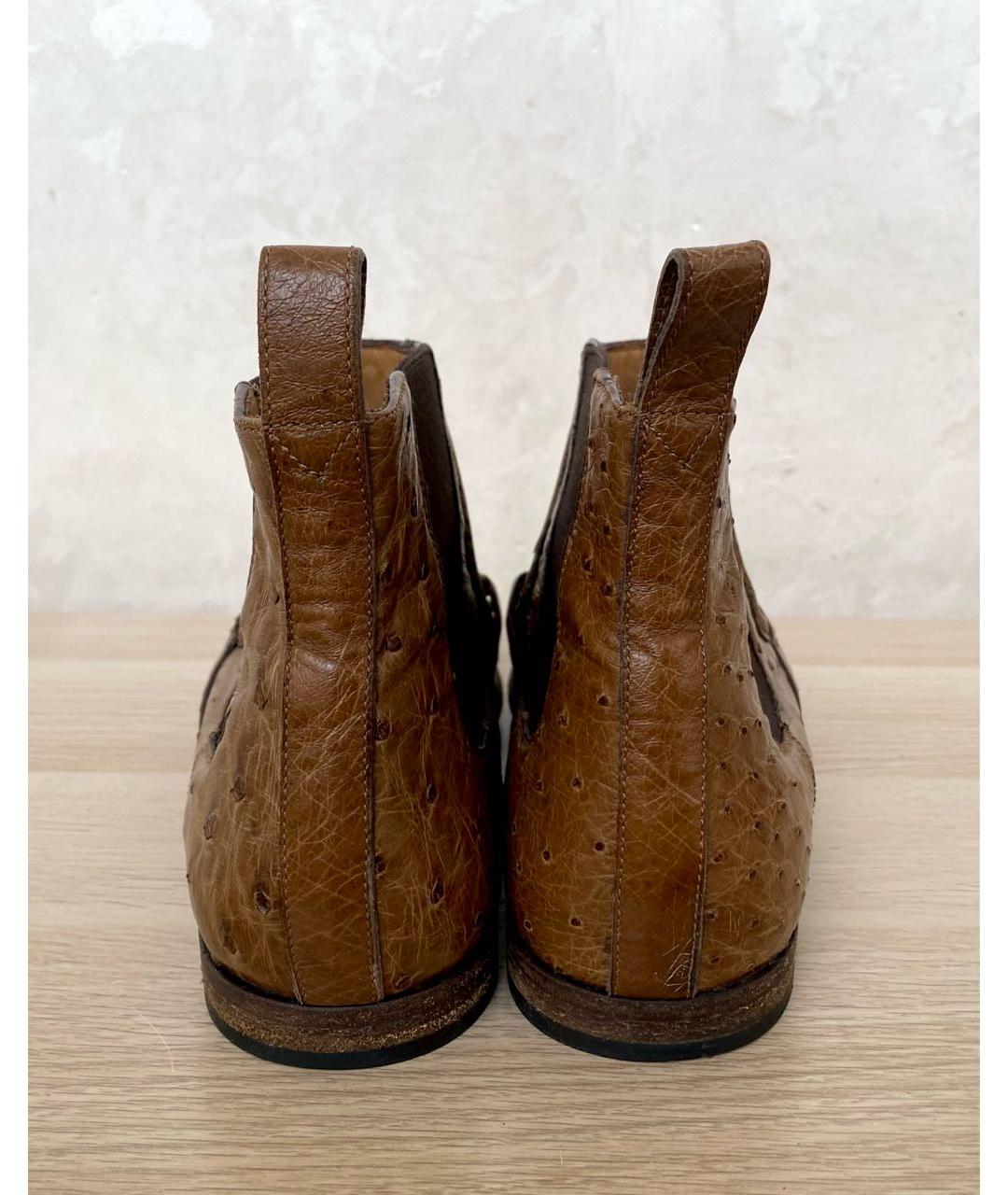 GUCCI Коричневые высокие ботинки из экзотической кожи, фото 4