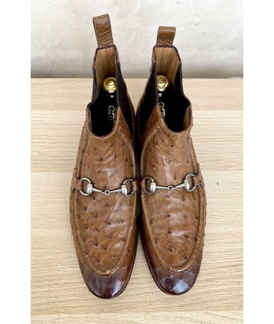 GUCCI Коричневые высокие ботинки из экзотической кожи, фото 3