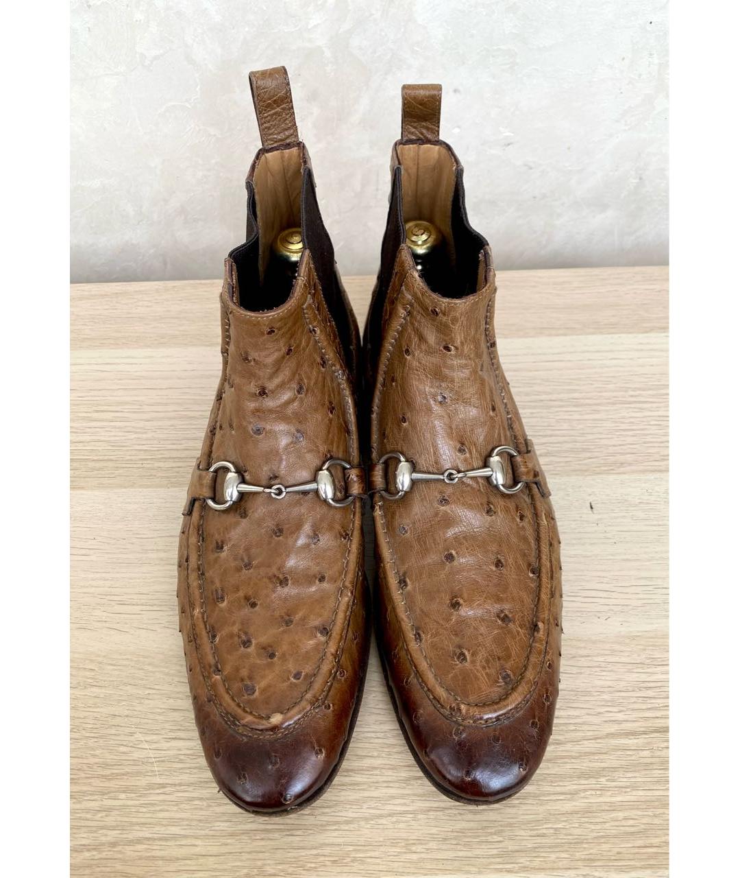 GUCCI Коричневые высокие ботинки из экзотической кожи, фото 2