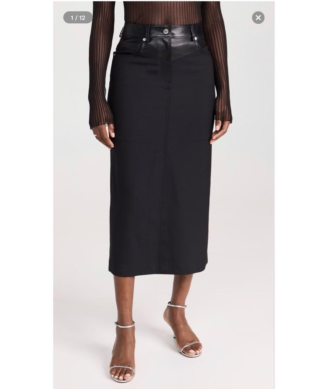 HELMUT LANG Черная шерстяная юбка миди, фото 7