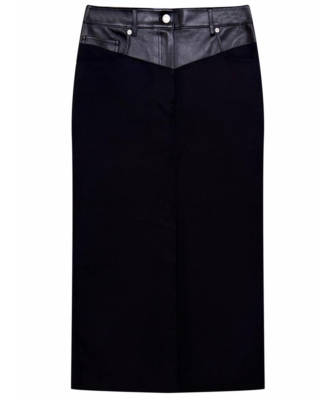 HELMUT LANG Черная шерстяная юбка миди, фото 1