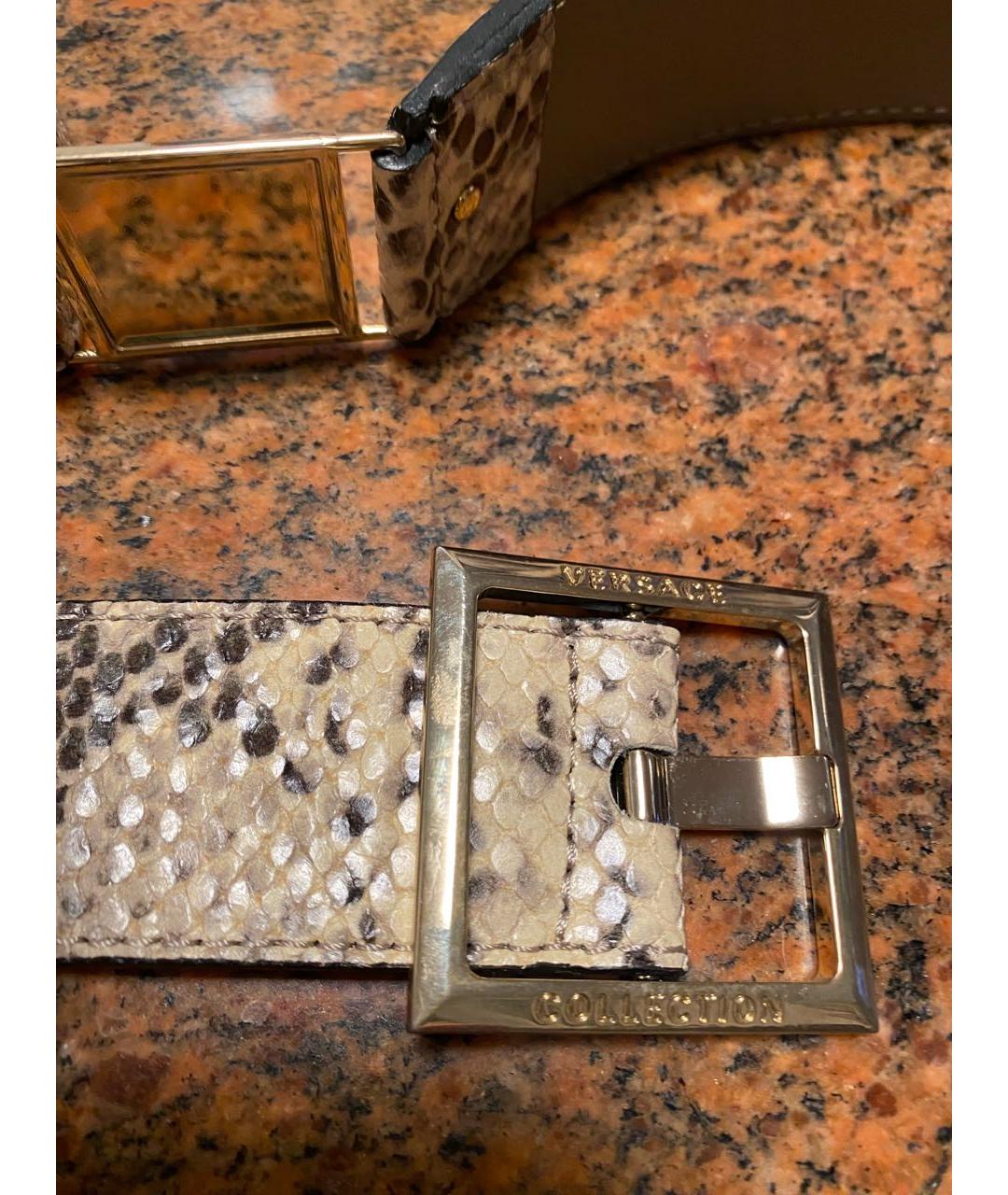 VERSACE COLLECTION Серый кожаный ремень, фото 2