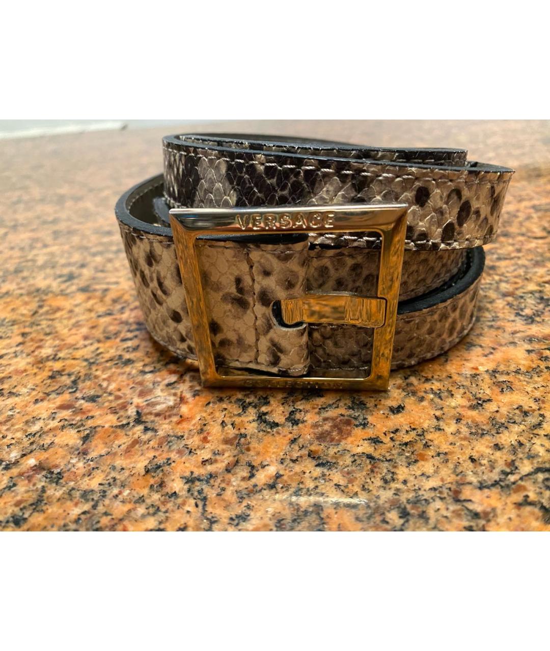 VERSACE COLLECTION Серый кожаный ремень, фото 9