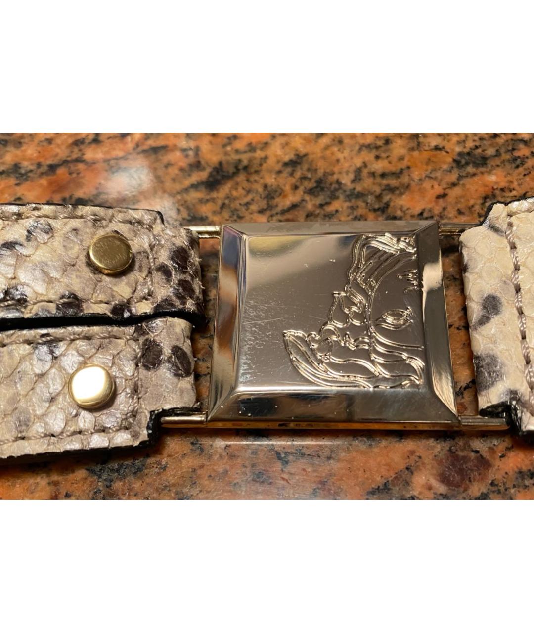 VERSACE COLLECTION Серый кожаный ремень, фото 5