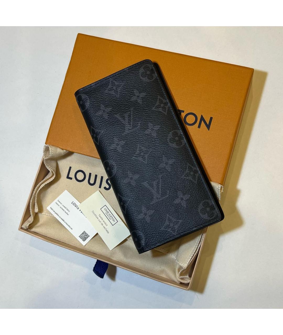 LOUIS VUITTON Черный кожаный кошелек, фото 8