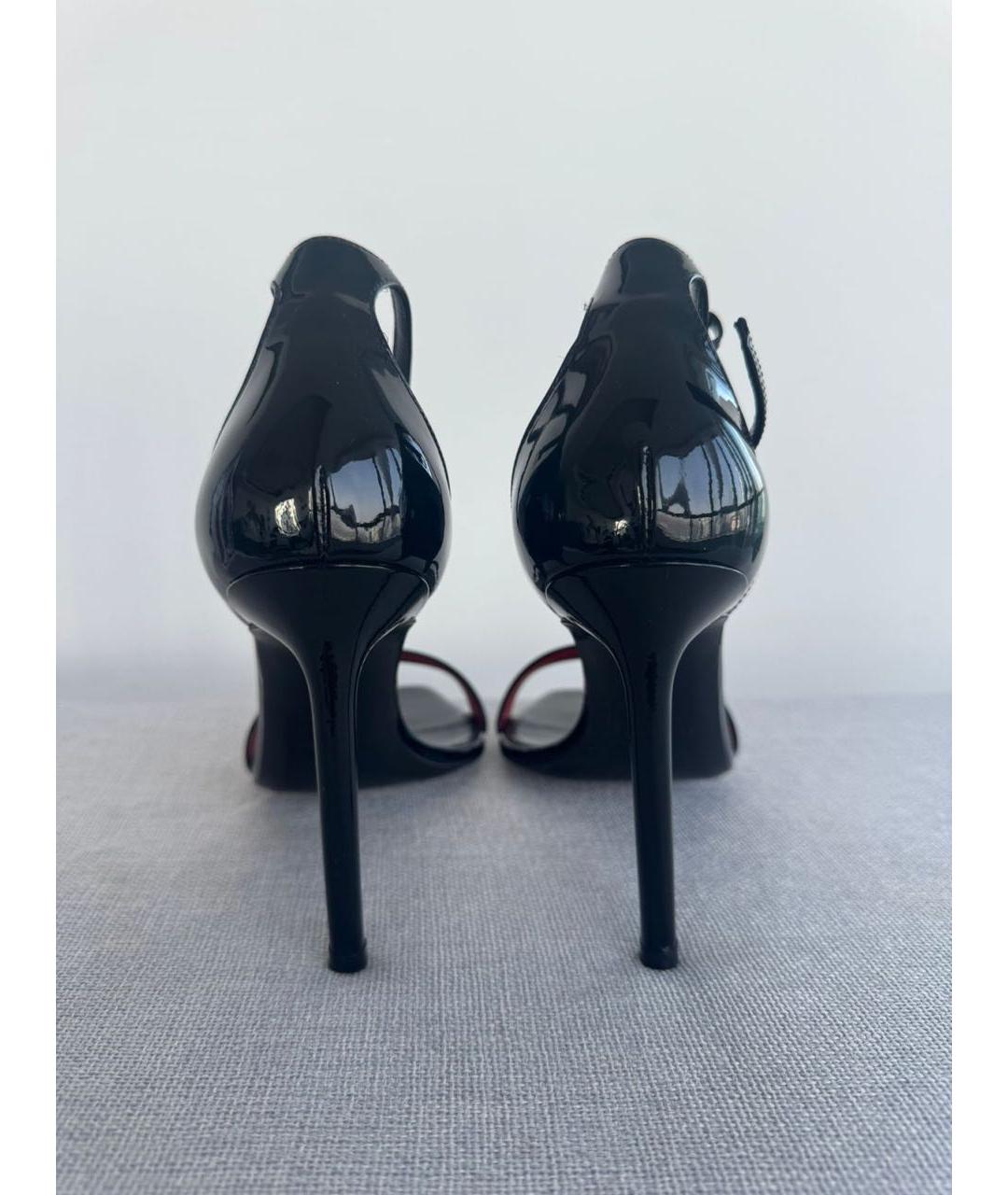 SAINT LAURENT Черные кожаные босоножки, фото 5