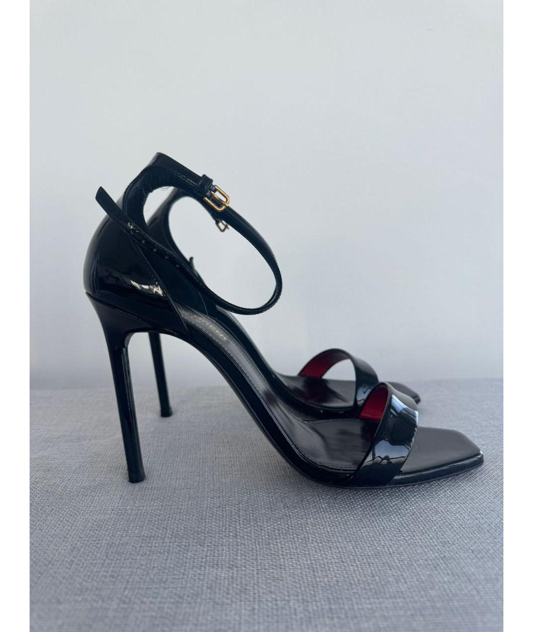 SAINT LAURENT Черные кожаные босоножки, фото 9