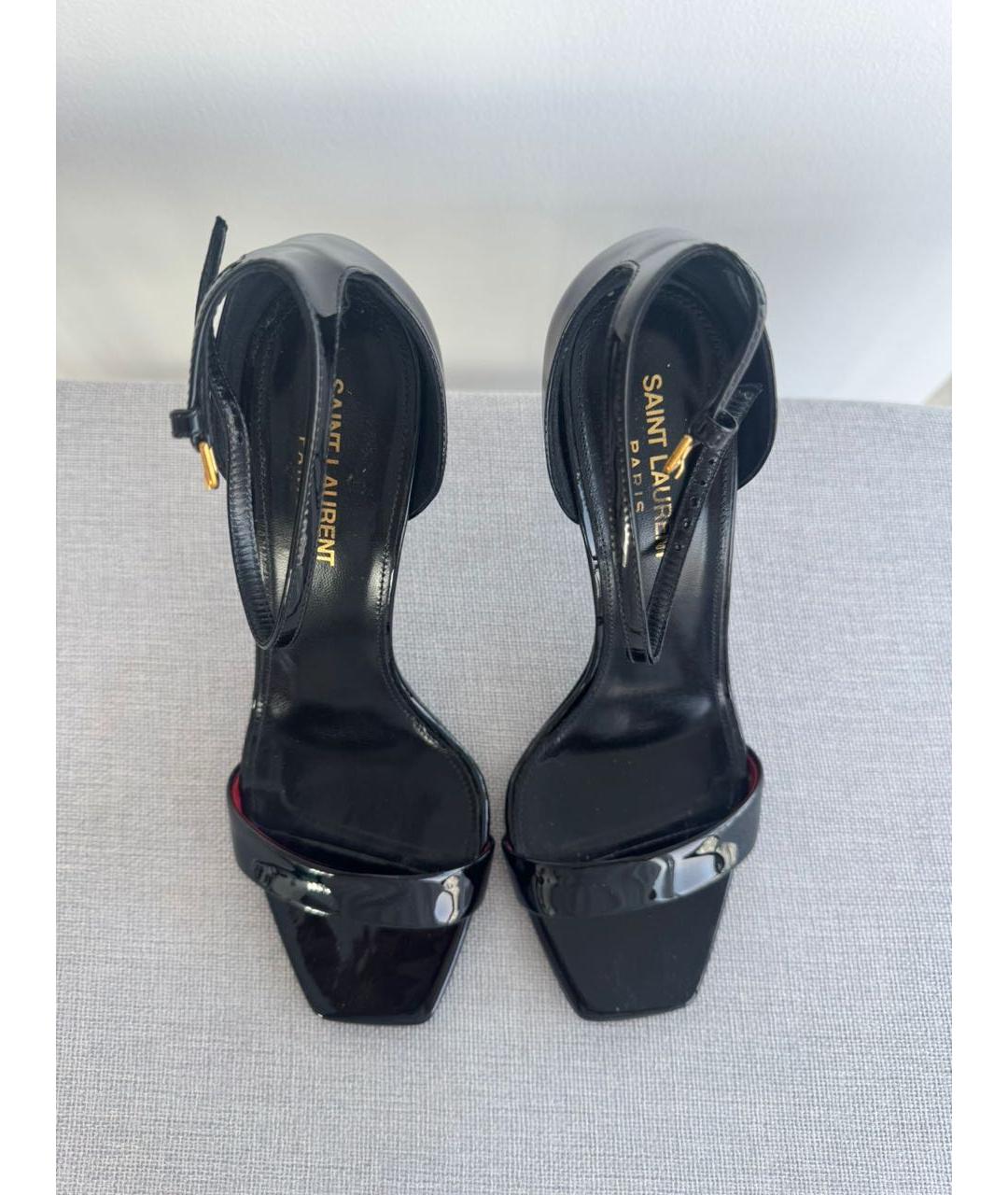 SAINT LAURENT Черные кожаные босоножки, фото 3