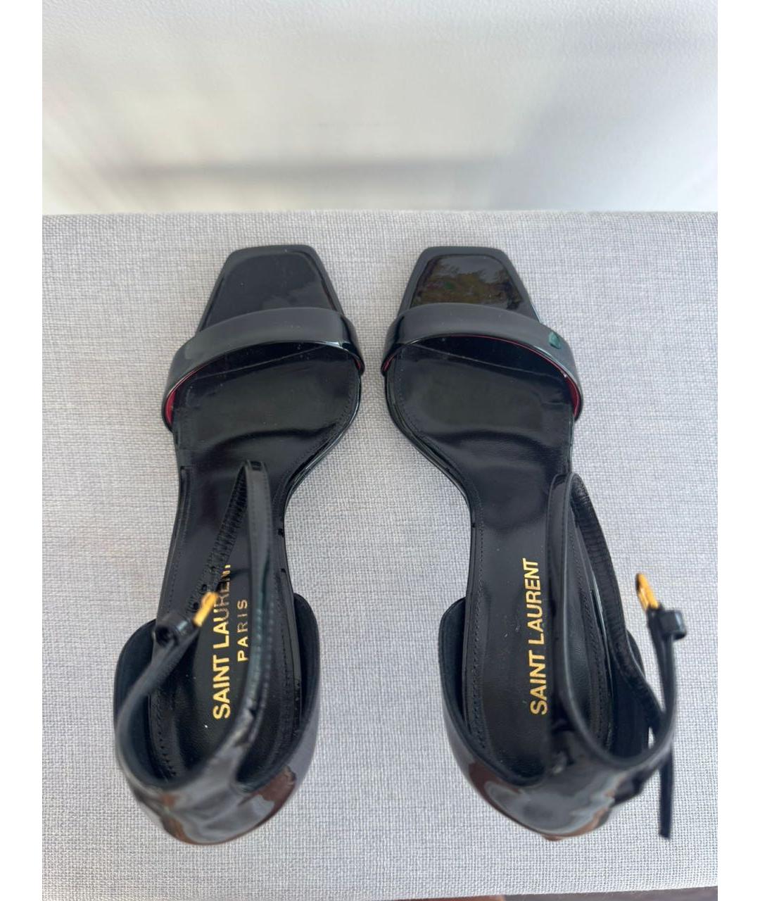 SAINT LAURENT Черные кожаные босоножки, фото 4