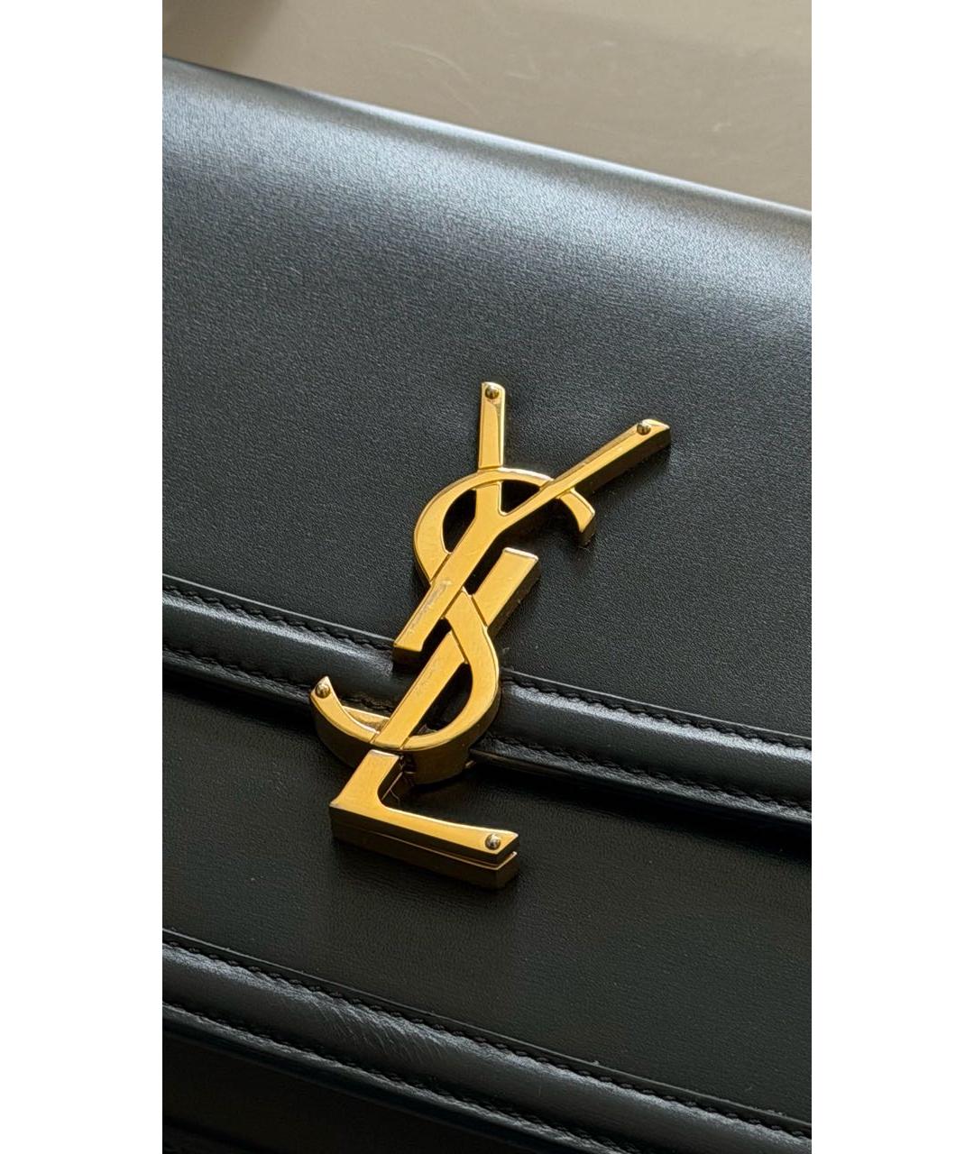 SAINT LAURENT Черная кожаная сумка через плечо, фото 2