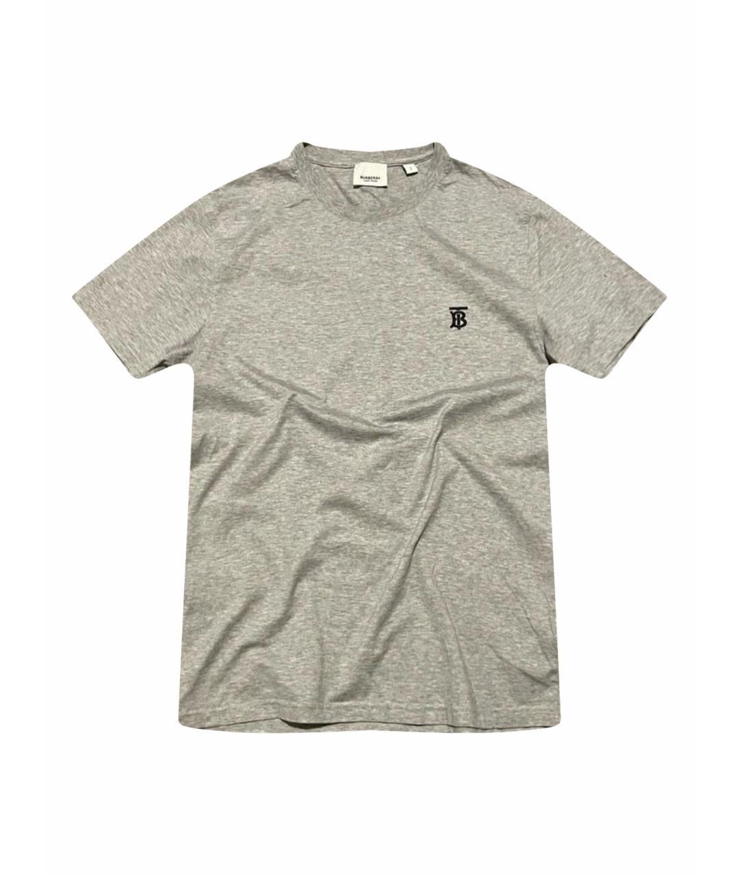 BURBERRY Серебряная хлопковая футболка, фото 1