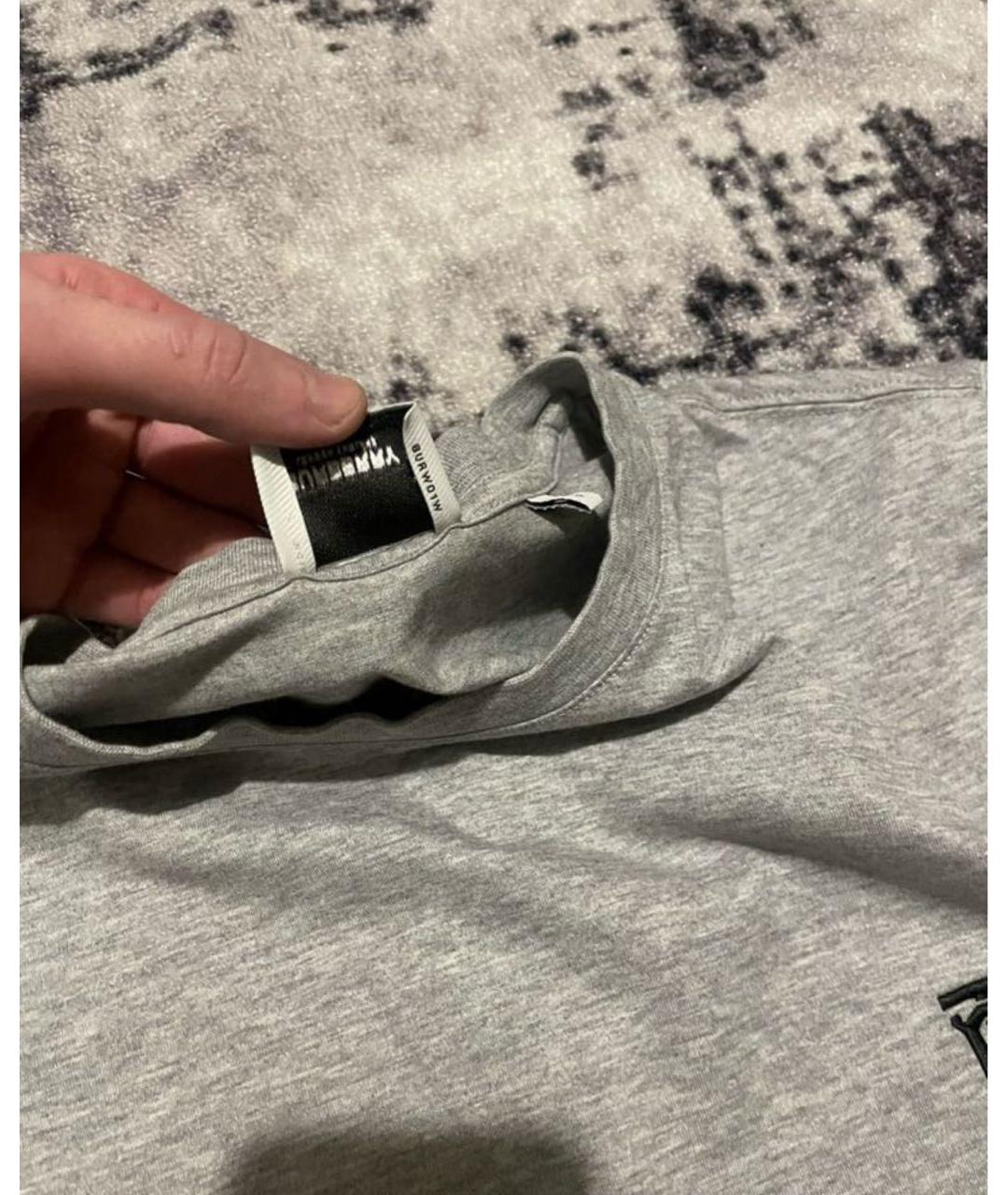 BURBERRY Серебряная хлопковая футболка, фото 5