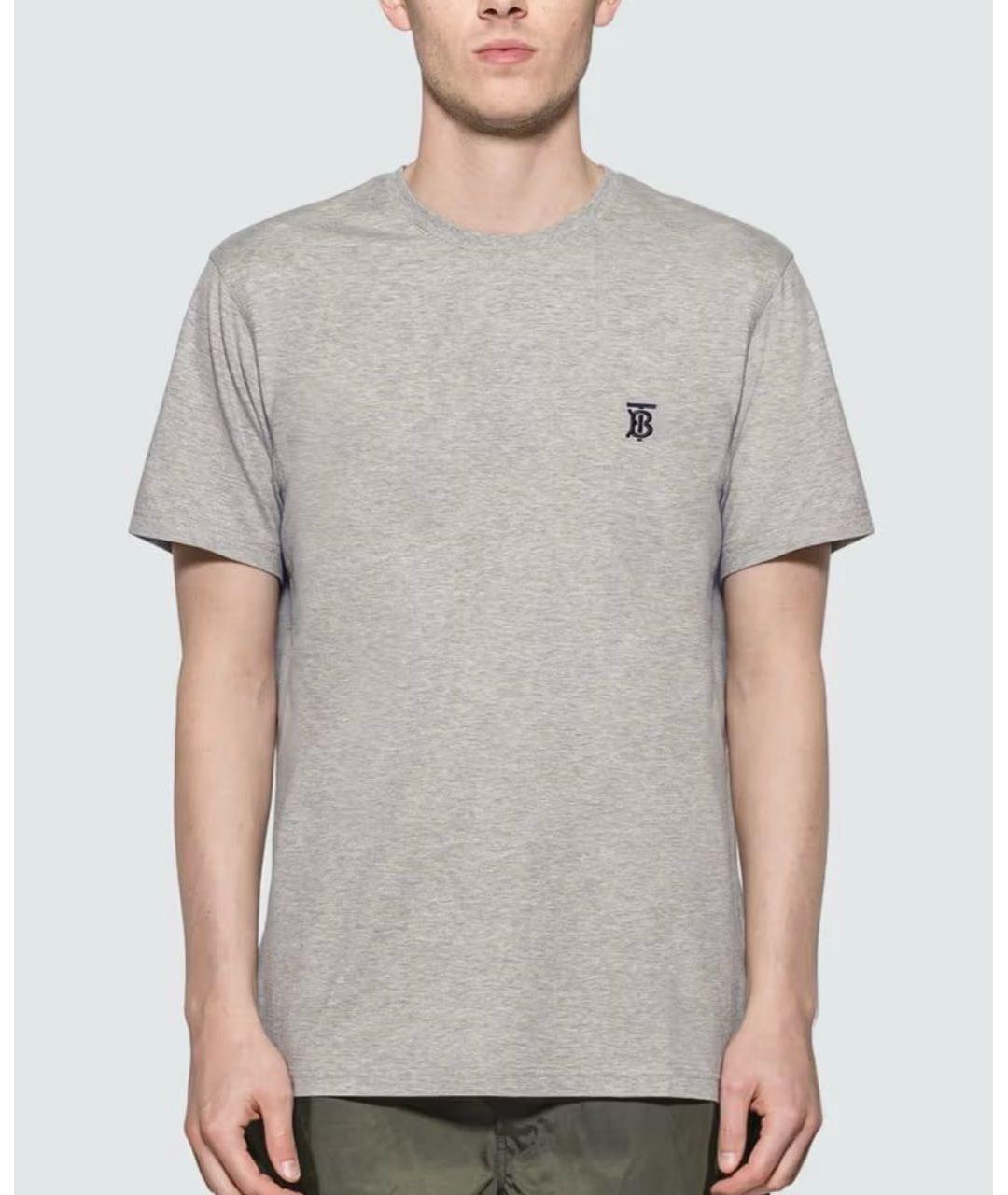 BURBERRY Серебряная хлопковая футболка, фото 7