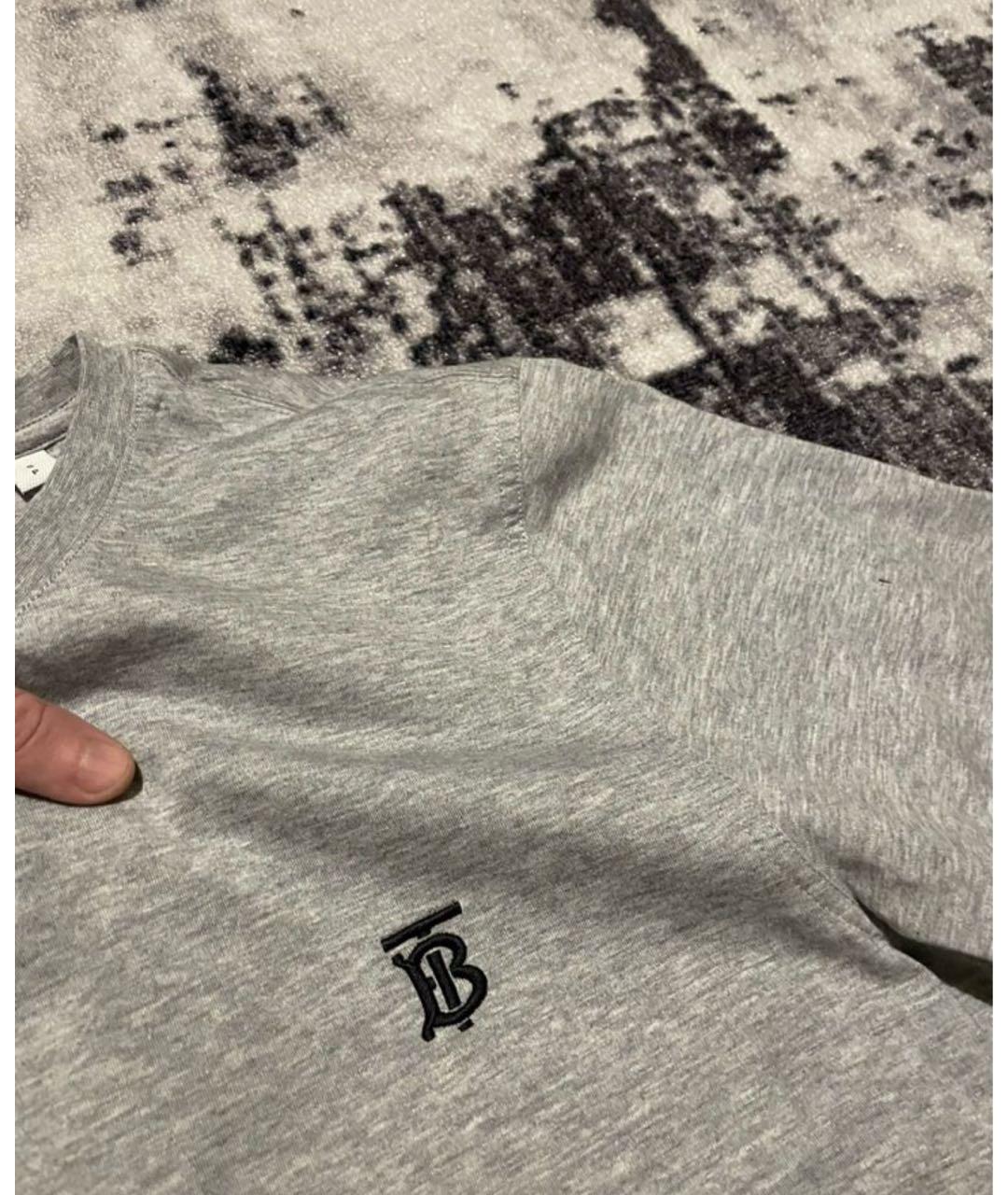 BURBERRY Серебряная хлопковая футболка, фото 3