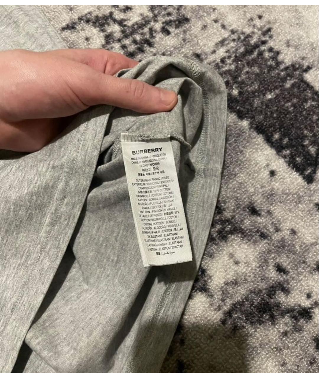 BURBERRY Серебряная хлопковая футболка, фото 6