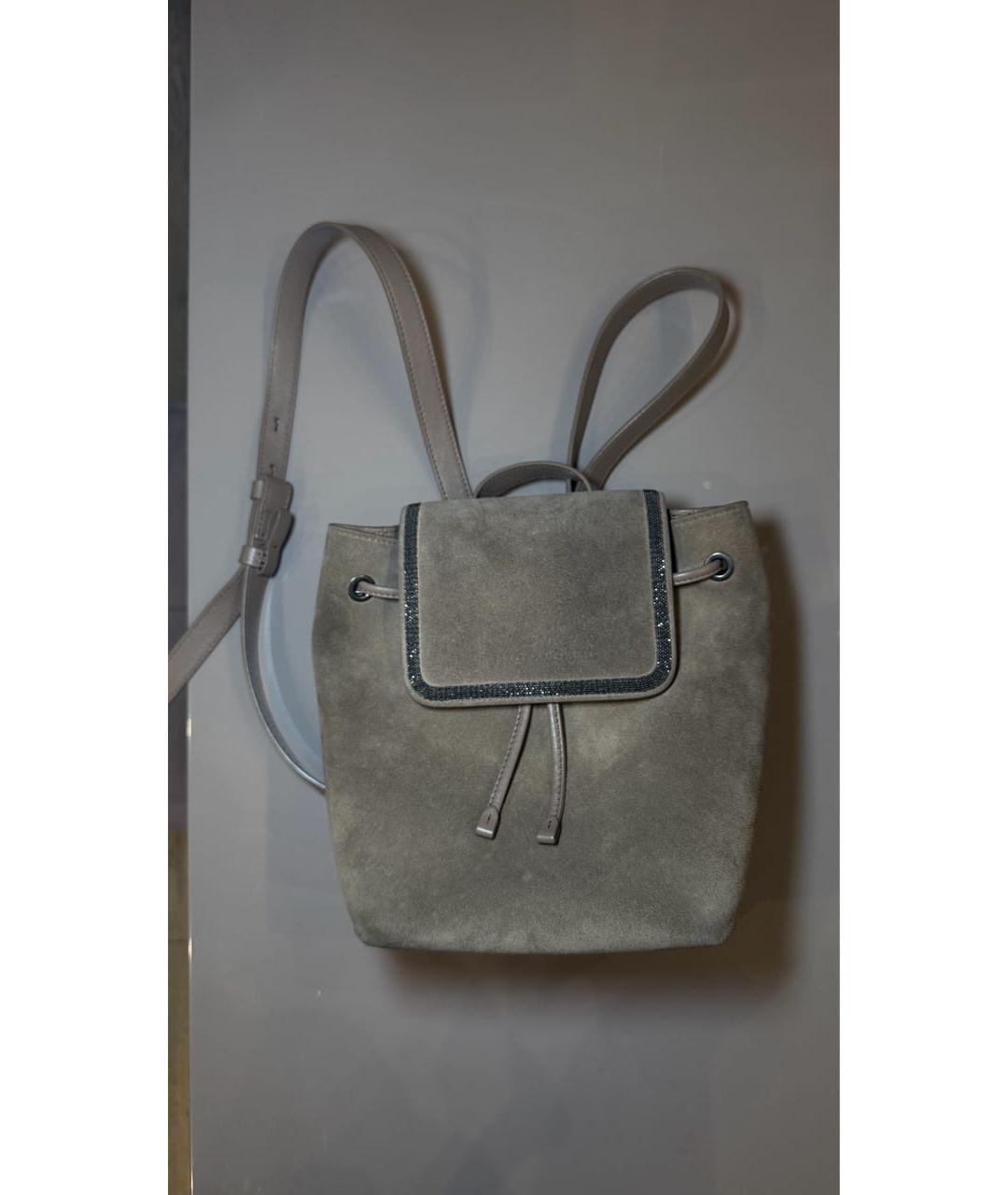 BRUNELLO CUCINELLI Бежевый замшевый рюкзак, фото 6