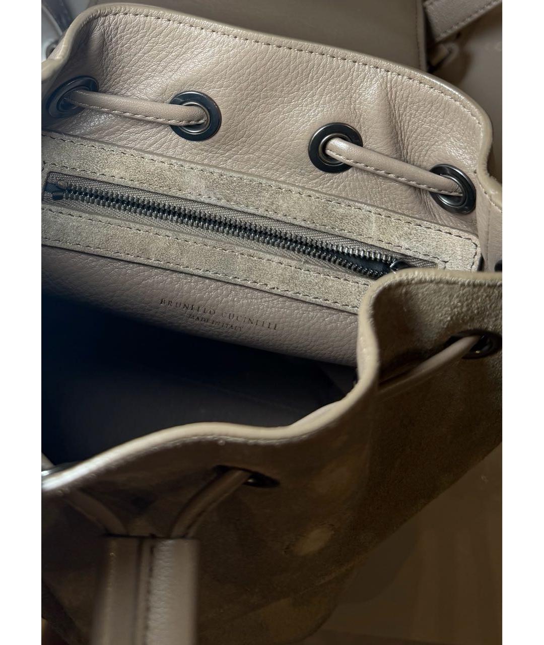 BRUNELLO CUCINELLI Бежевый замшевый рюкзак, фото 3