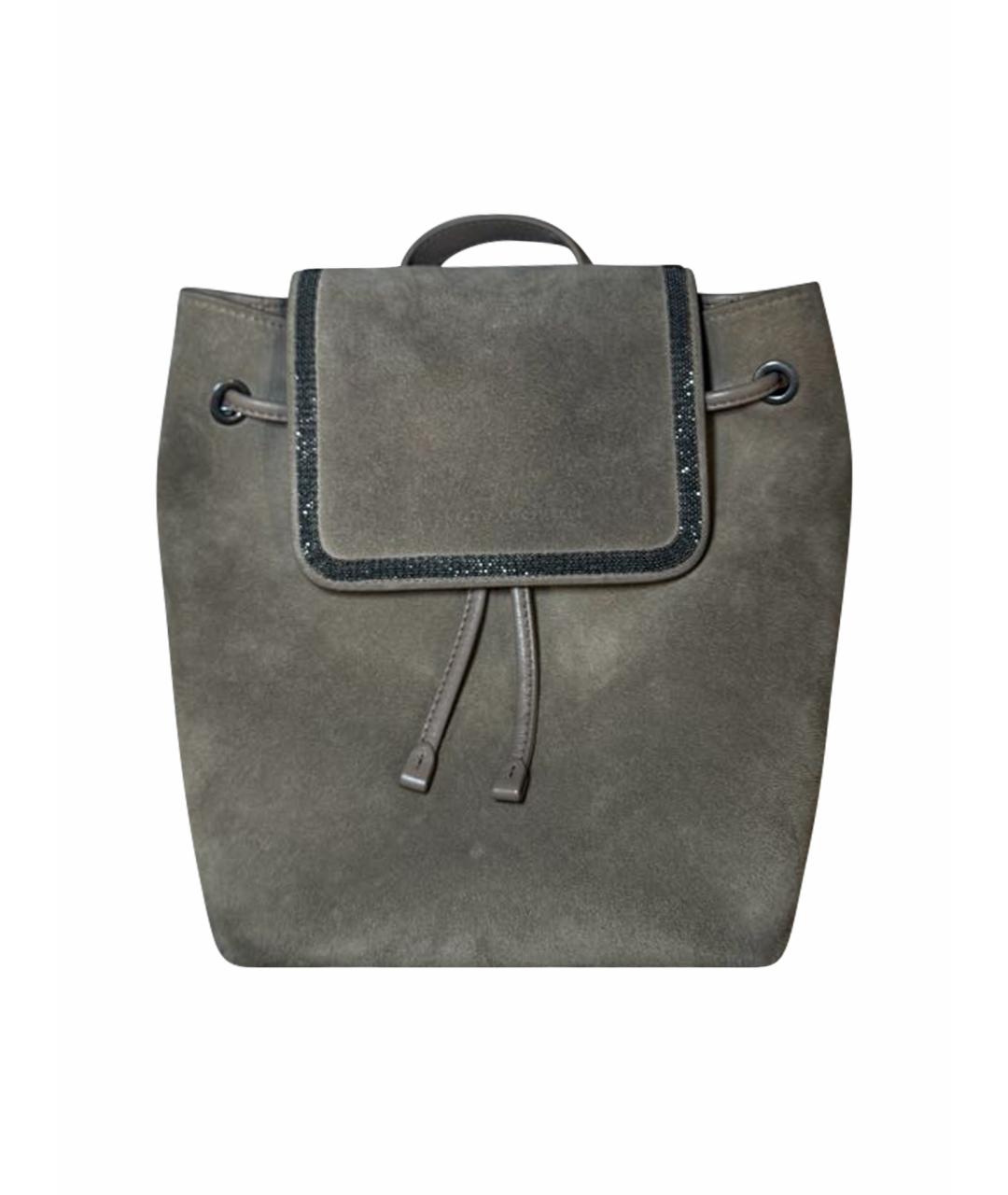 BRUNELLO CUCINELLI Бежевый замшевый рюкзак, фото 1