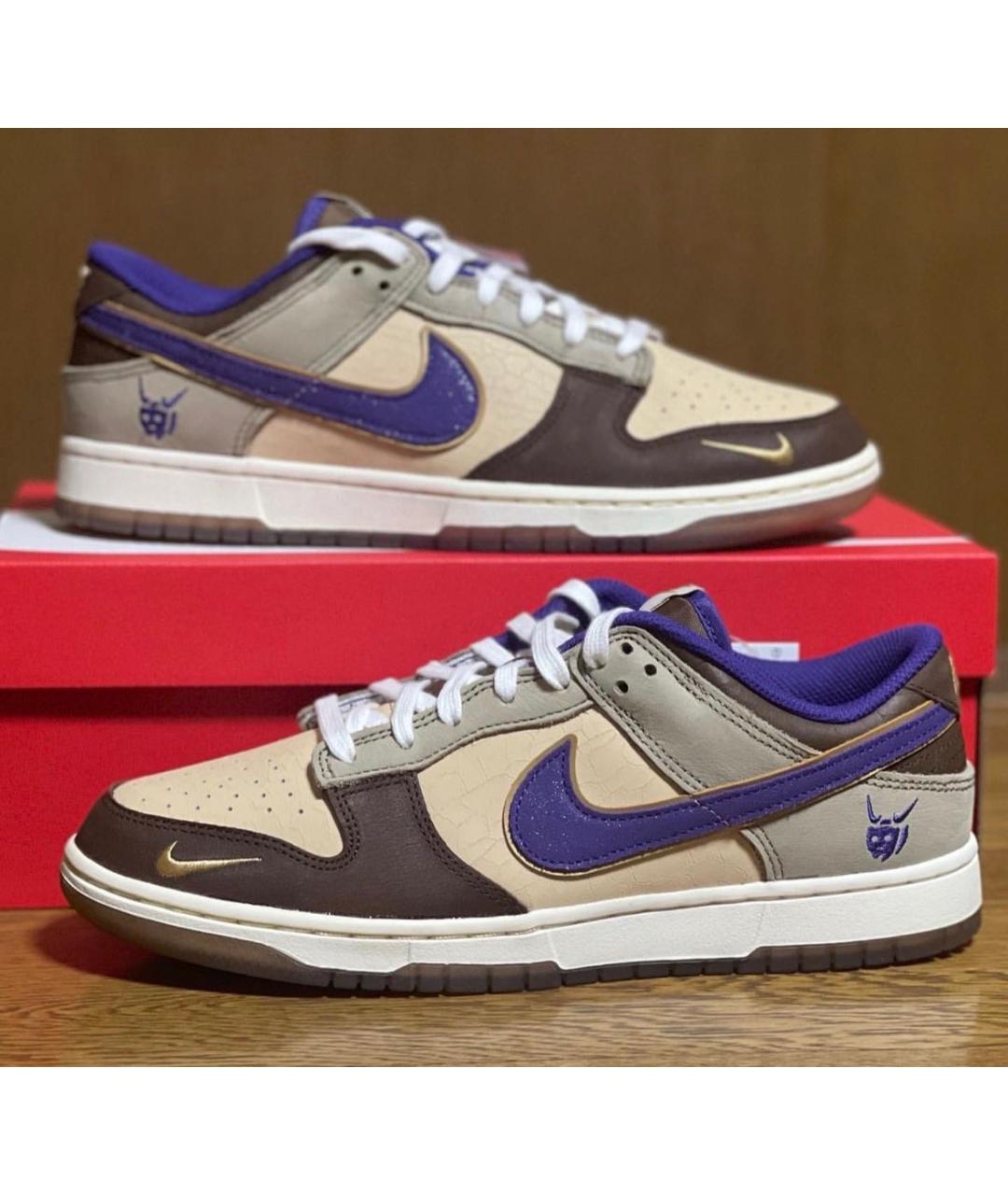 NIKE Коричневые кожаные низкие кроссовки / кеды, фото 2