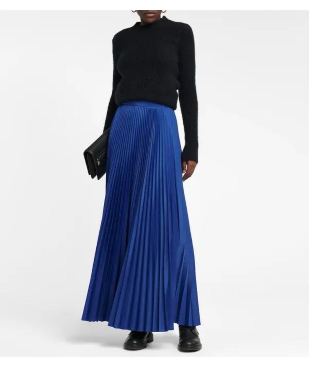 MAX MARA Синяя полиэстеровая юбка макси, фото 8