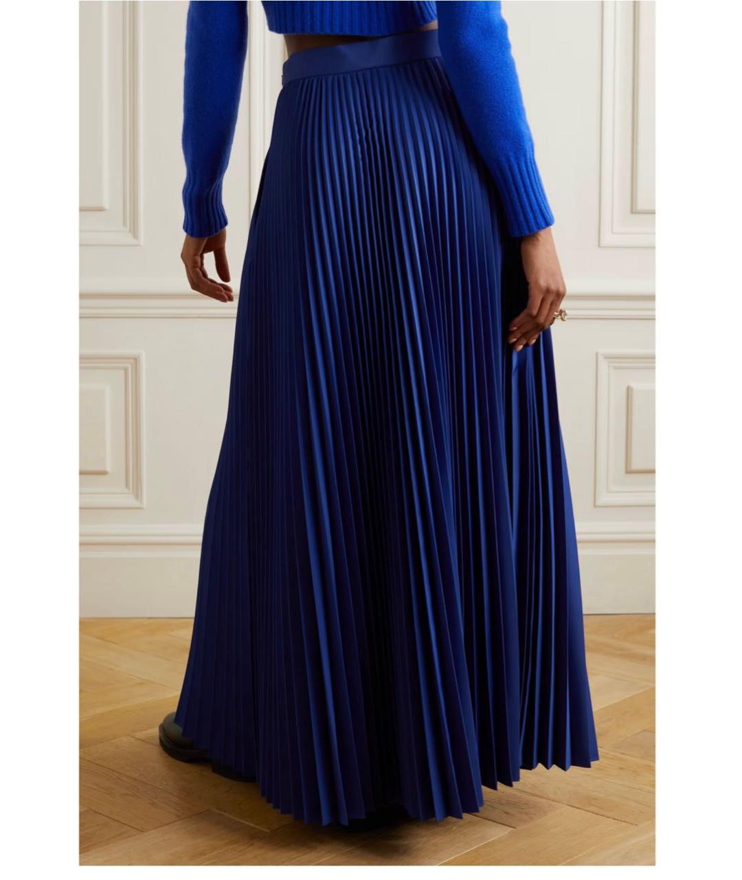 MAX MARA Синяя полиэстеровая юбка макси, фото 7