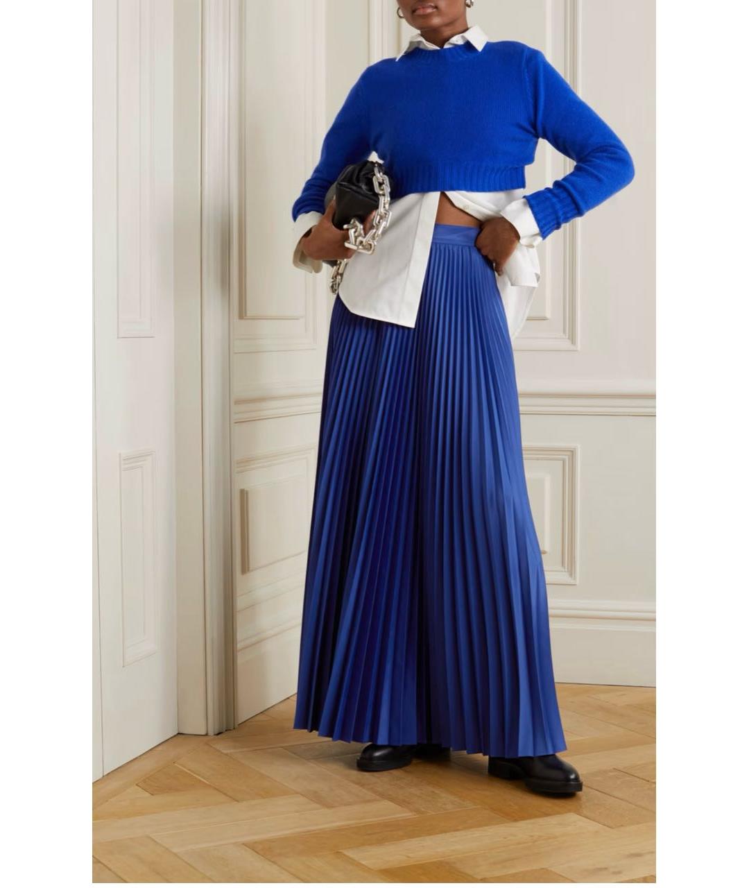 MAX MARA Синяя полиэстеровая юбка макси, фото 6