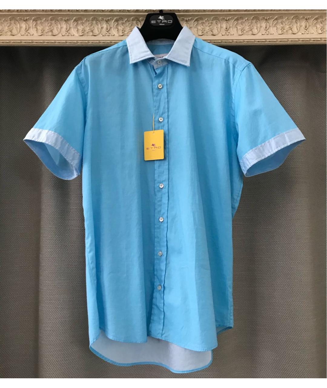 ETRO Голубая хлопковая классическая рубашка, фото 9