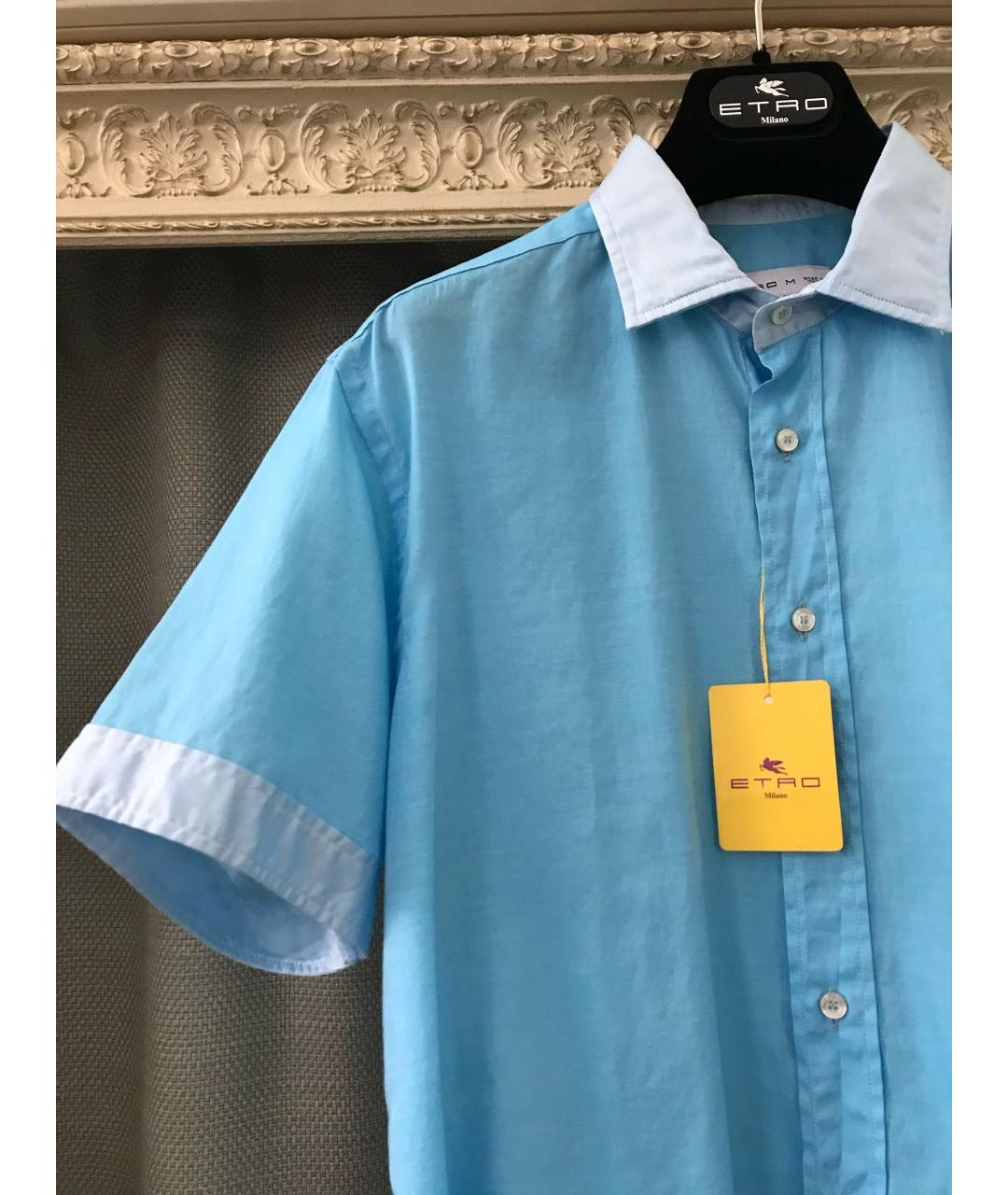 ETRO Голубая хлопковая классическая рубашка, фото 6