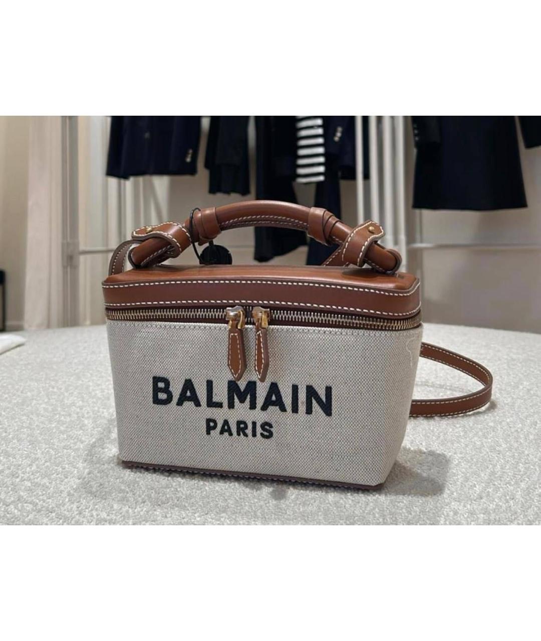 BALMAIN Коричневая кожаная сумка с короткими ручками, фото 3