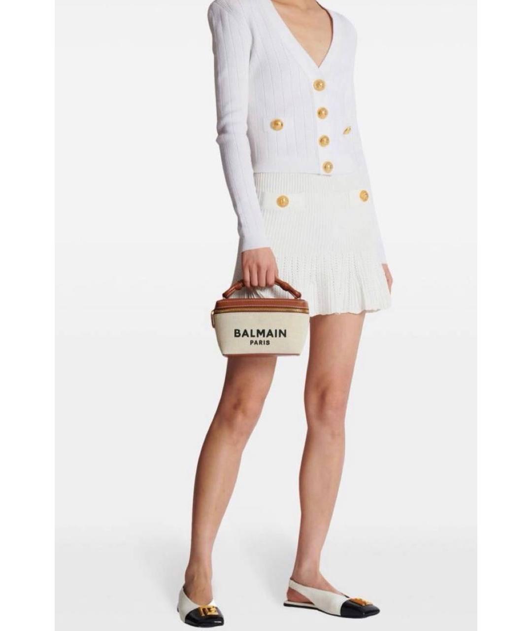 BALMAIN Коричневая кожаная сумка с короткими ручками, фото 5