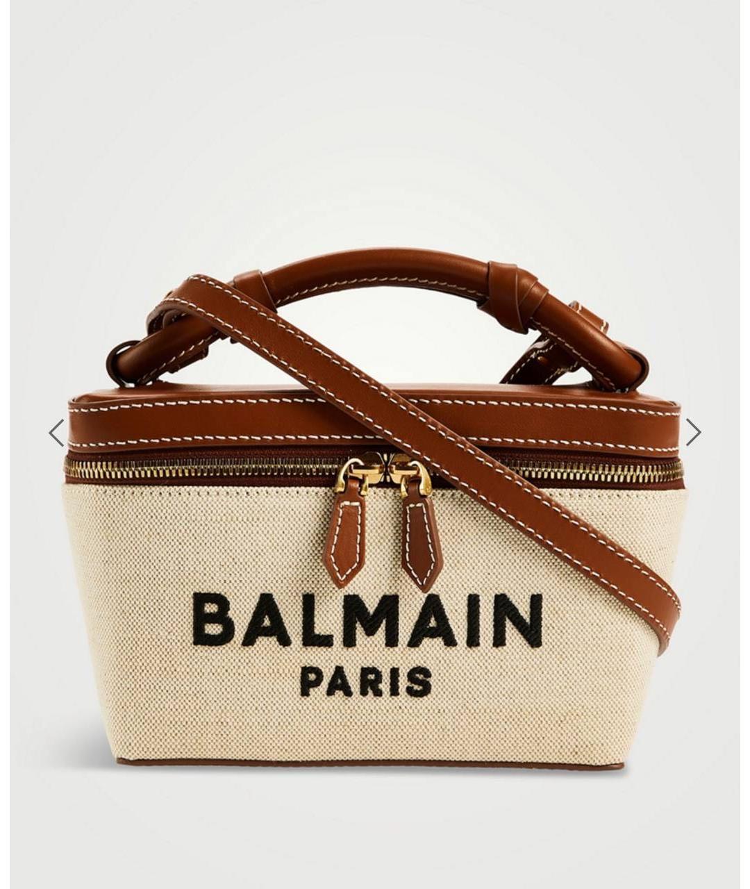 BALMAIN Коричневая кожаная сумка с короткими ручками, фото 7