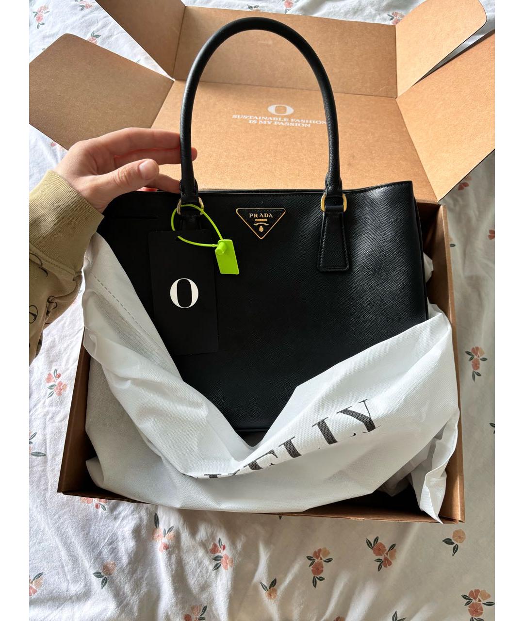 PRADA Черная кожаная сумка тоут, фото 2