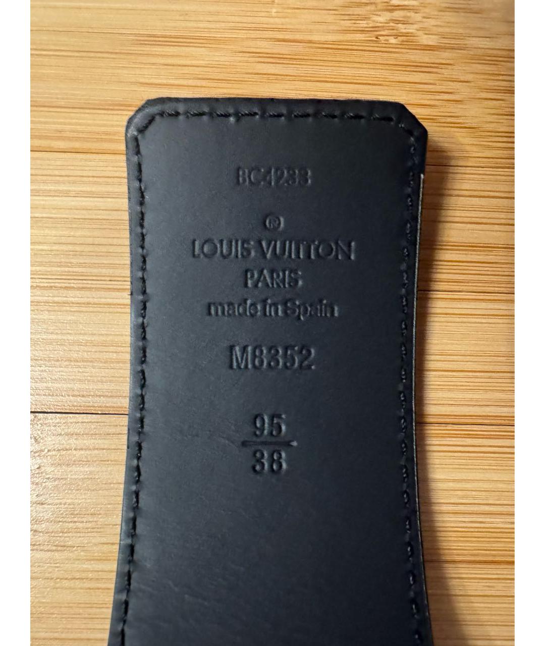 LOUIS VUITTON Черный кожаный ремень, фото 3