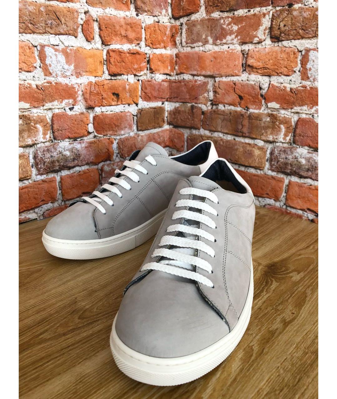 GIAN MARCO LORENZI Серые нубуковые низкие кроссовки / кеды, фото 7