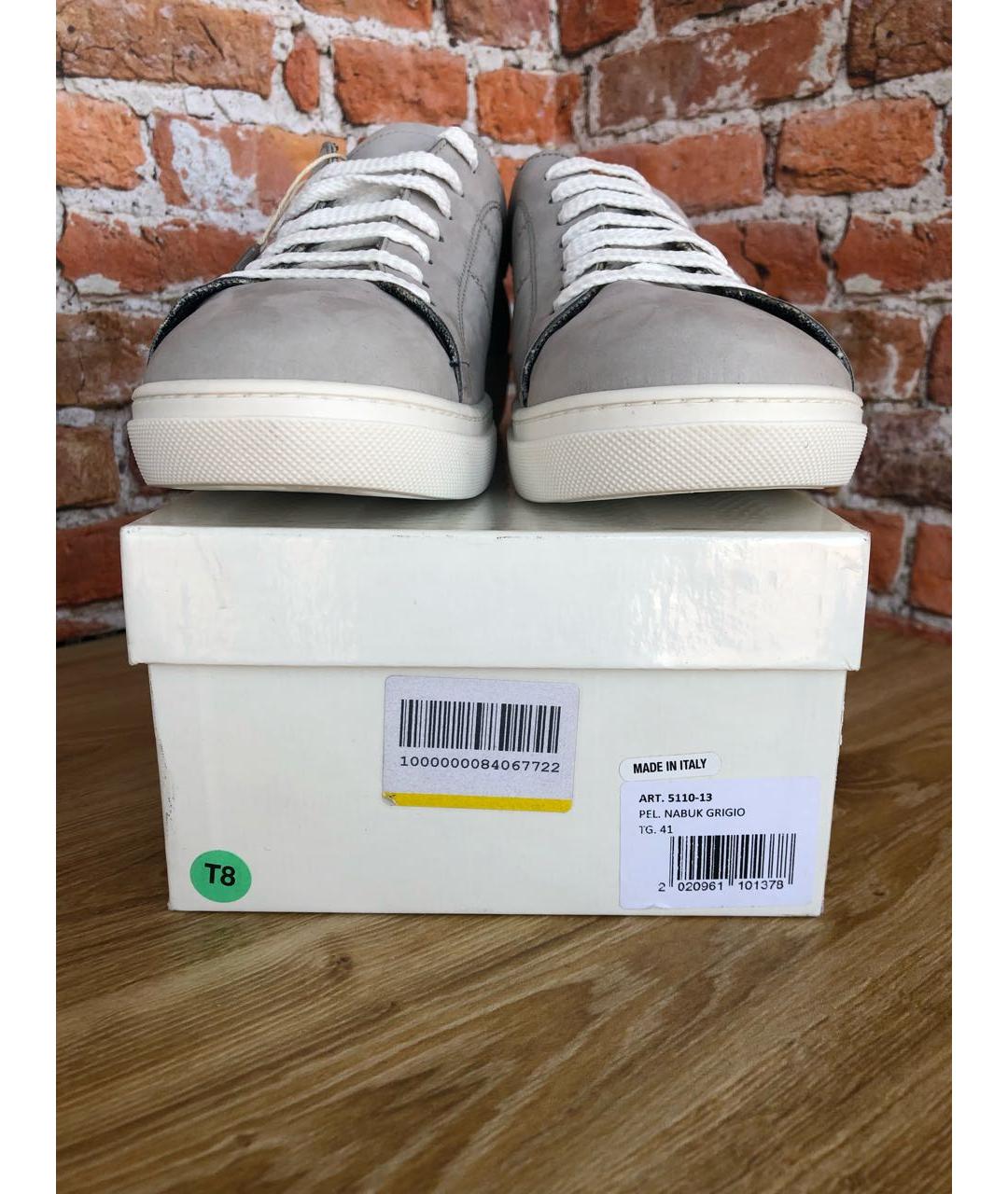 GIAN MARCO LORENZI Серые нубуковые низкие кроссовки / кеды, фото 5