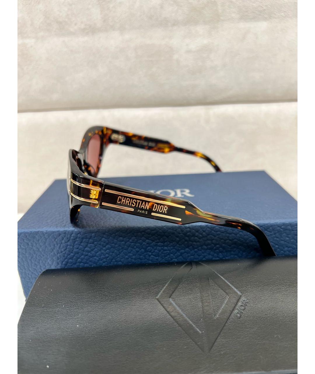 CHRISTIAN DIOR Коричневые пластиковые солнцезащитные очки, фото 2