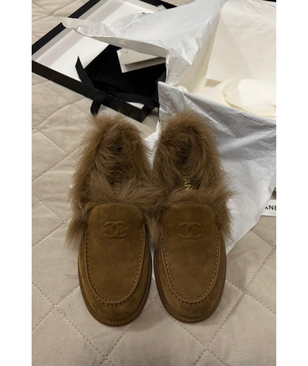 CHANEL Коричневые замшевые лоферы, фото 2