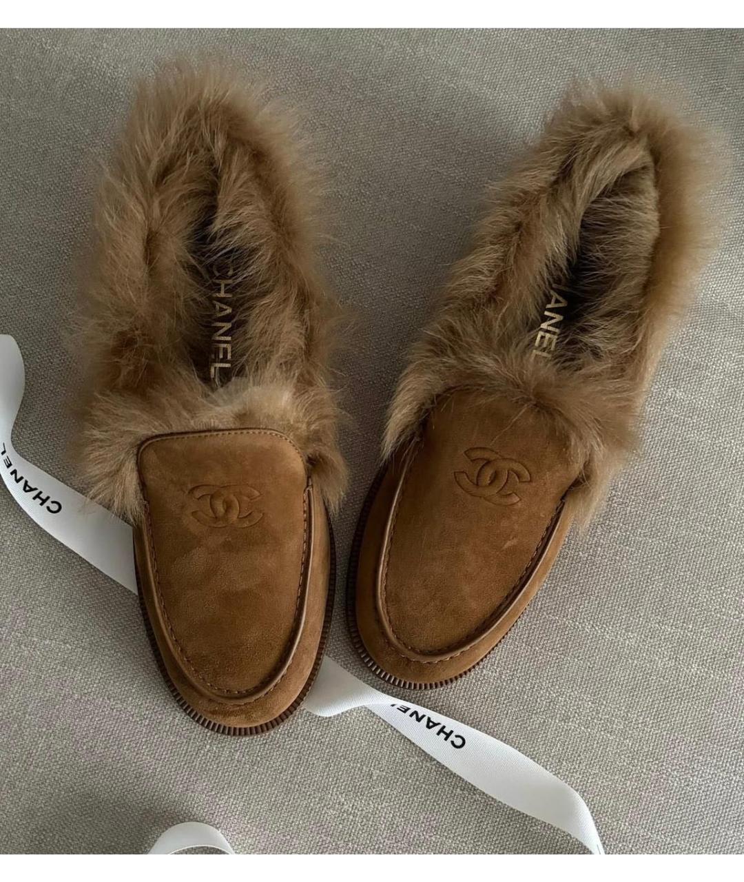 CHANEL Коричневые замшевые лоферы, фото 3