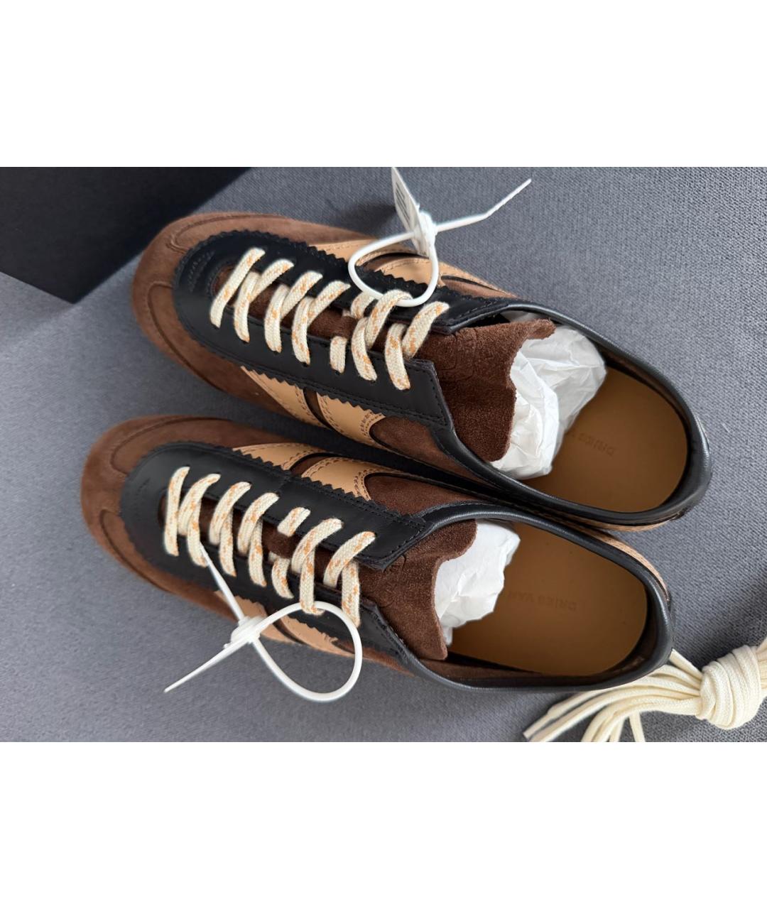 DRIES VAN NOTEN Коричневые замшевые кеды, фото 3